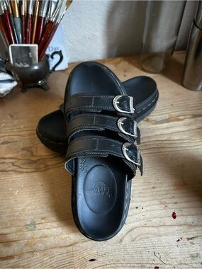 Dr. Martens Black Triple-Buckle Platform Sandals